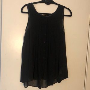 Black Silk Tank Top, Size M